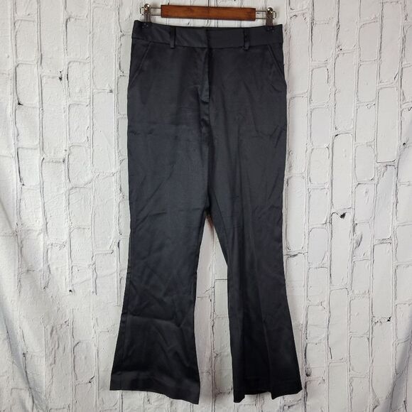 Frame solid noir black le crop mini flare bootcut wool blend trousers pants - Picture 5 of 12